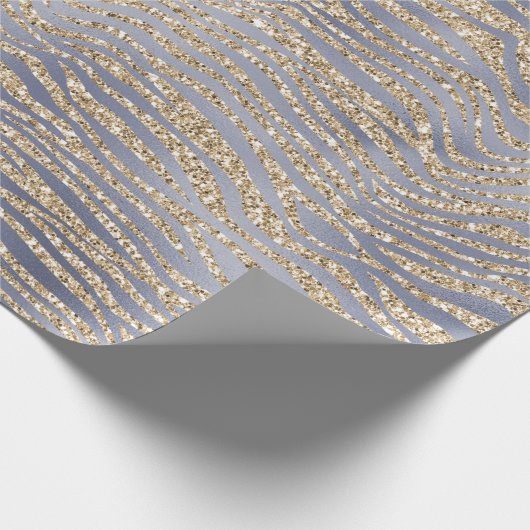 Gold Paarse Luxe Glitter Zebra Peace Kerstmis Cadeaupapier (Hoek)