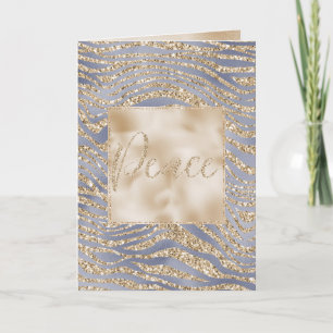 Gold Paarse Luxe Glitter Zebra Peace Kerstmis Kaart