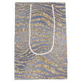 Gold Paarse Luxe Glitter Zebra Peace Kerstmis     Medium Cadeauzakje (Achterkant)
