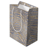 Gold Paarse Luxe Glitter Zebra Peace Kerstmis     Medium Cadeauzakje (Achterkant Gekanteld)