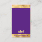 Gold Paarse Luxury Earring Display Visitekaartje (Achterkant)