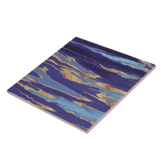 Gold Paarse marmer Abstract schilderen Tegeltje (Zijkant)