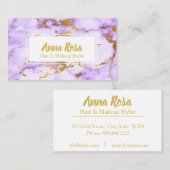 *~* Gold Paarse marmer Chic Makeup Popular Visitekaartje (Voorkant / Achterkant)