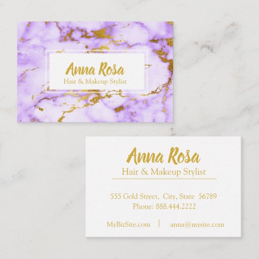 *~* Gold Paarse marmer Popular (afbeelding) Visitekaartje (Voorkant / Achterkant)
