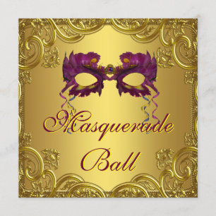 Gold Paarse Masquerade Ball Party Paarse Masquerad Kaart