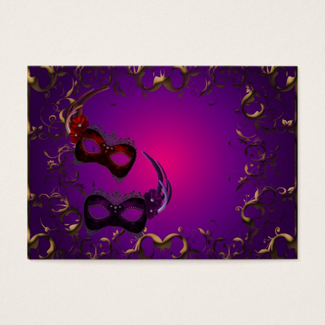Gold Paarse Masquerade Party toegangskaarten Visitekaartjes (Voorkant)