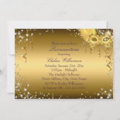 Gold Paarse Masquerade Quinceanera Invite Kaart (Achterkant)
