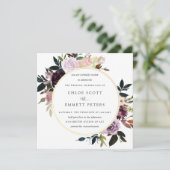 Gold Paarse Mauve Pink Floral Wedding Kaart (Staand voorkant)