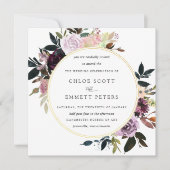 Gold Paarse Mauve Pink Floral Wedding Kaart (Voorkant)