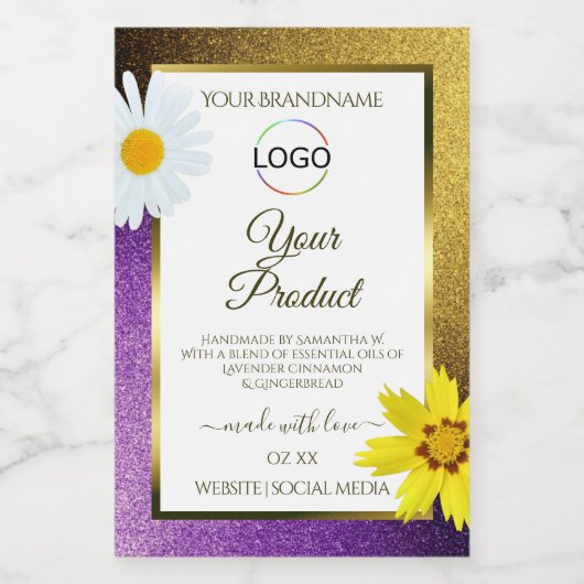 Gold Paarse metalen witte etiketten Voeg Logo toe (Enkel label)