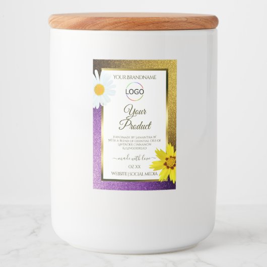 Gold Paarse metalen witte etiketten Voeg Logo toe (Voorkant)