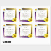 Gold Paarse metalen witte glitteretiketten Vierkante Sticker (Vel)