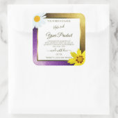 Gold Paarse metalen witte glitteretiketten Vierkante Sticker (Tas)