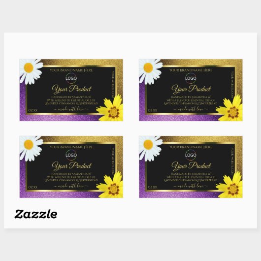 Gold Paarse metallische zwarte etiketten toevoegen (Vel)