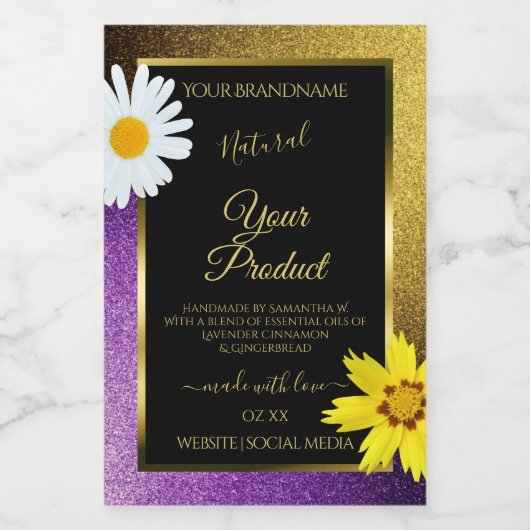 Gold Paarse metallische zwarte Glitter-etiketten Voedselcontainer Etiket (Enkel label)