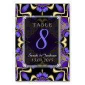 Gold Paarse satin Magic Wedding Table Number Kaart (Achterkant)