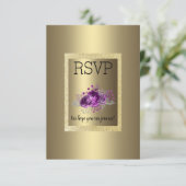 Gold Paarse Simple Elegant Floral RSVP (Staand voorkant)