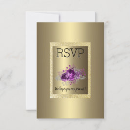 Gold Paarse Simple Elegant Floral RSVP