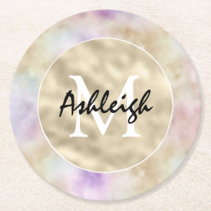 Gold Paarse Tie dye Monogram Onderzetter