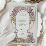 Gold Paarse Vintage Wedding William Morris Folie Uitnodiging<br><div class="desc">Art Nouveau Silver, Gold of Rosegold Folie bruiloft uitnodigingen van William Morris in een bloemig, romantisch en grillig ontwerp. Victoriaans bloei vult klassieke art decofonts aan. Voer je aangepaste gegevens in en je bent klaar. Als u het ontwerp verder wilt wijzigen, klikt u op de blauwe knop "Aanpassen". Hartelijk dank...</div>
