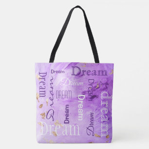 Gold Paarse Waterverf van het Manuscript van de Ty Tote Bag