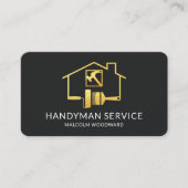 Gold Paint Brush Home Handyman Repareert Visitekaartje (Voorkant)