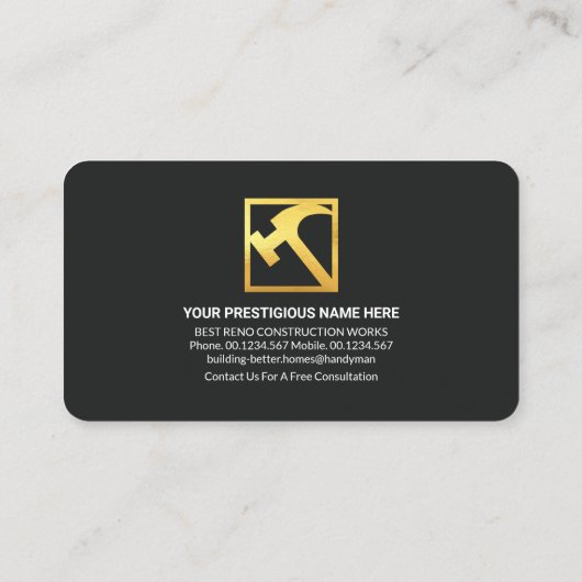 Gold Paint Brush Home Handyman Repareert Visitekaartje (Achterkant)