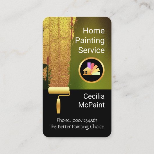 Gold Paint Brush Painting Wall Visitekaartje (Voorkant)