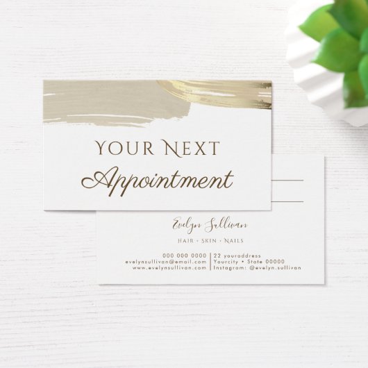 Gold Paint Brush Strokes Appointkaart Visitekaartje (Bureau)