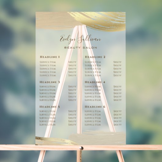 Gold Paint Brush Strokes prijslijst Acryl Bord (Neutraal)