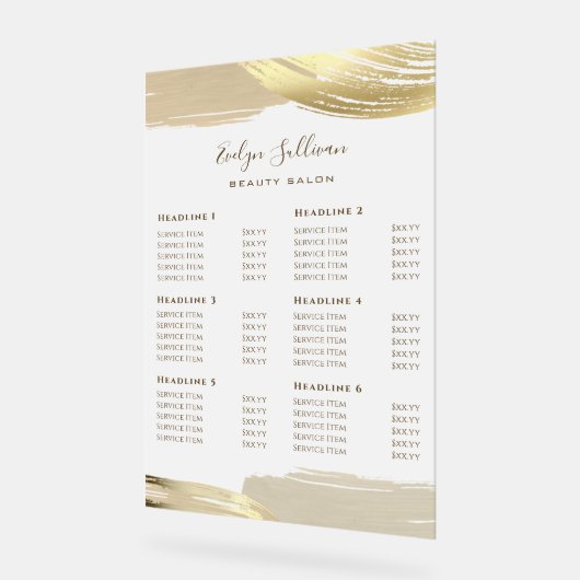 Gold Paint Brush Strokes prijslijst Acryl Bord (Hoek)