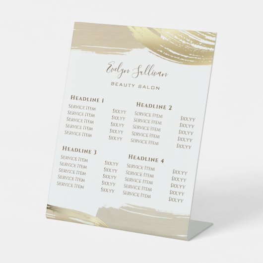 Gold Paint Brush Strokes Prijslijst voetteken Reclamebord Met Voetstuk (Voorkant)
