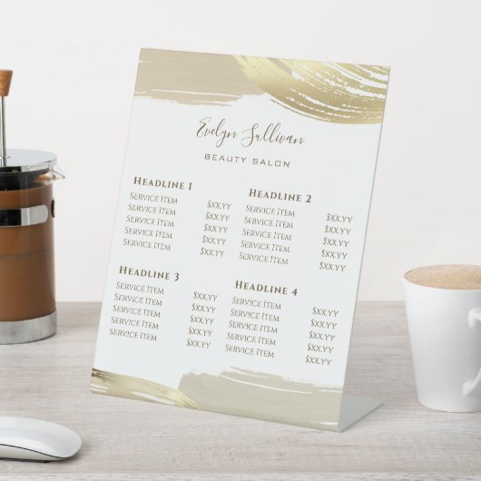 Gold Paint Brush Strokes Prijslijst voetteken Reclamebord Met Voetstuk (Insitu)