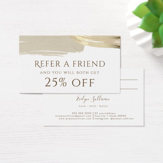 Gold Paint Brush Strokes Referral-Kaart Visitekaartje (Bureau)