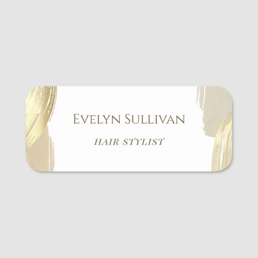 Gold Paint Bruske Strokes Name Tag (Voorkant)
