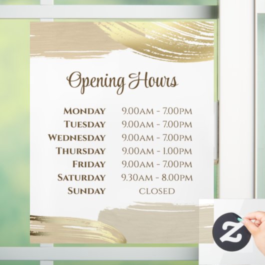 Gold Paint Bruskes openingstijden Raamsticker (Huis)