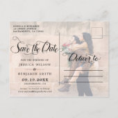 Gold Paint Calligraphy Photo Weddenschap Save the  Aankondigingskaart (Achterkant)