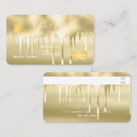 Gold Paint Drip-krediet Visitekaartje (Voorkant / Achterkant)