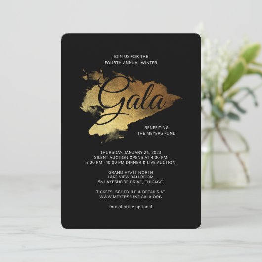 Gold Paint Modern Art Gala Kaart (Staand voorkant)
