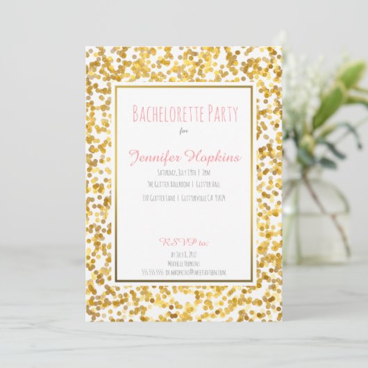 Gold Paint Polka Dots Party-uitnodigingen Kaart (Staand voorkant)