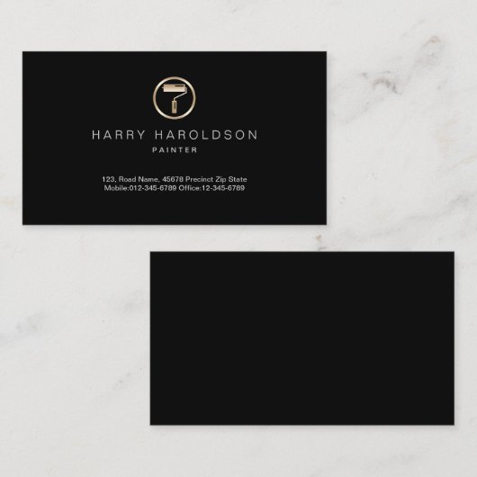 Gold Paint Roller Icon Painter Visitekaartje (Voorkant / Achterkant)