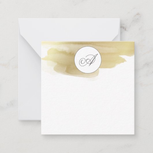 Gold Paint Smudge Monogram Flat Note Card Notitiekaartje (Voorkant)