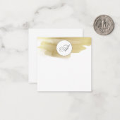 Gold Paint Smudge Monogram Flat Note Card Notitiekaartje (Voorkant / Achterkant in situ)