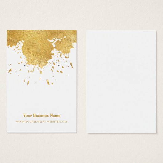 Gold Paint Splash Earring Display Card Visitekaartje (Voorkant /achterkant)