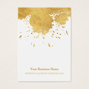 Gold Paint Splash Earring Display Card Visitekaartje