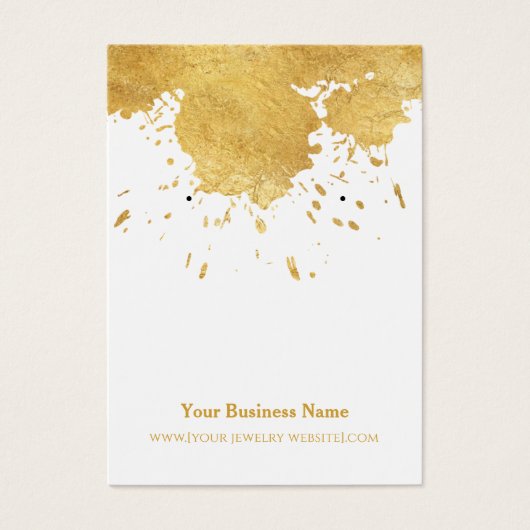 Gold Paint Splash Earring Display Card Visitekaartje (Voorkant)
