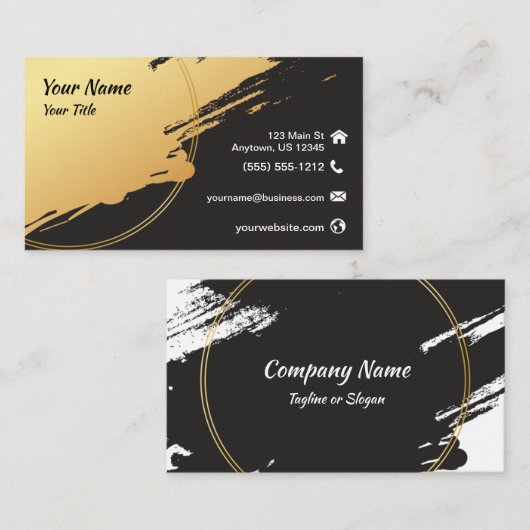 Gold Paint Splash Visitekaartje (Voorkant / Achterkant)