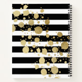 Gold Paint Splatter Black White Stripes Notitieboek (Achterkant)