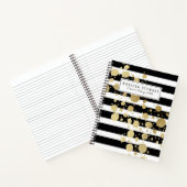Gold Paint Splatter Black White Stripes Notitieboek (Binnen)