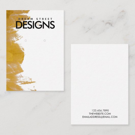 Gold Paint Splatter Earling Display Kaart Visitekaartje (Voorkant / Achterkant)
